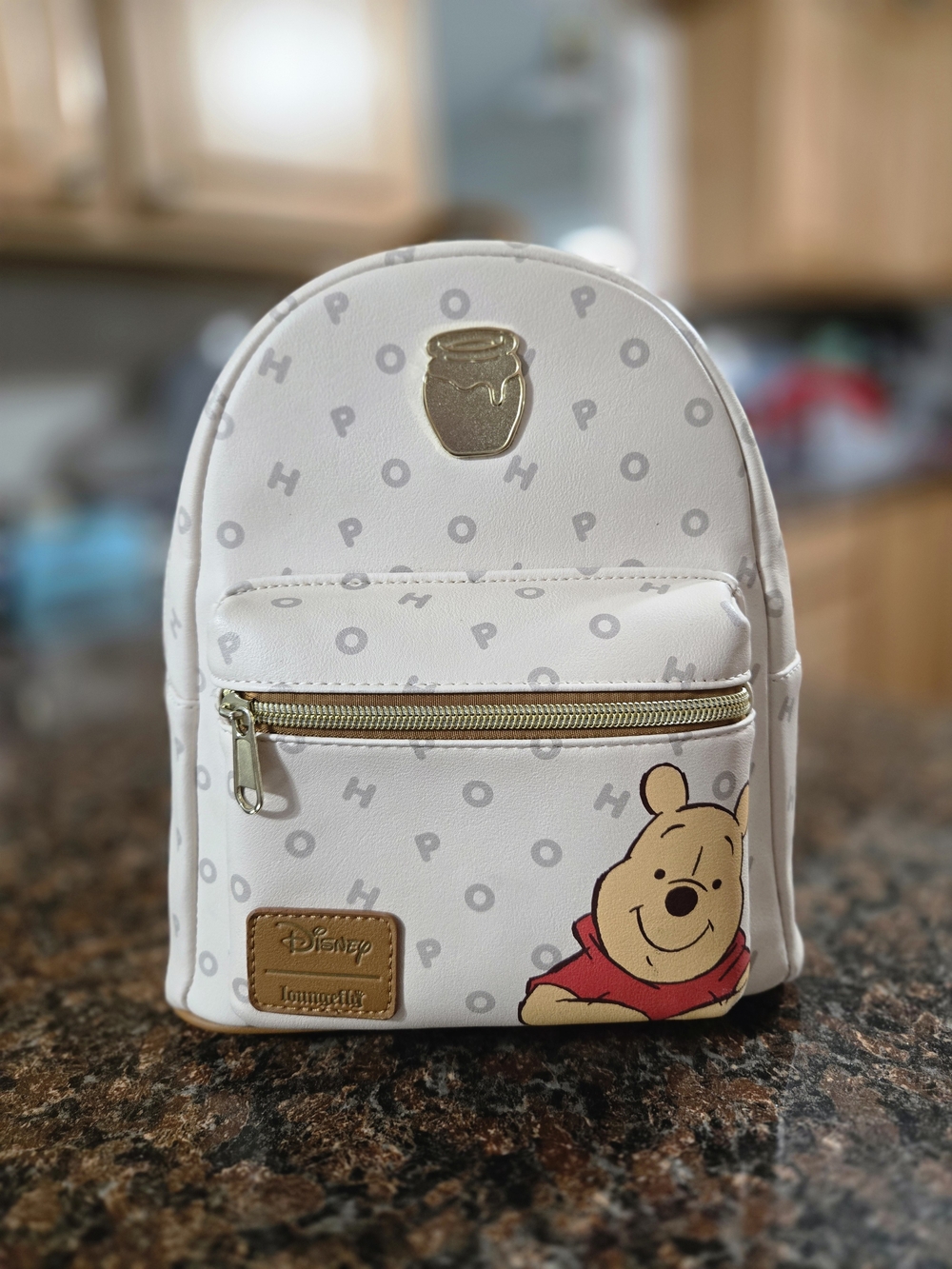 Loungefly Disney Winnie the Pooh Cream Mini Backpack with Gold Accents